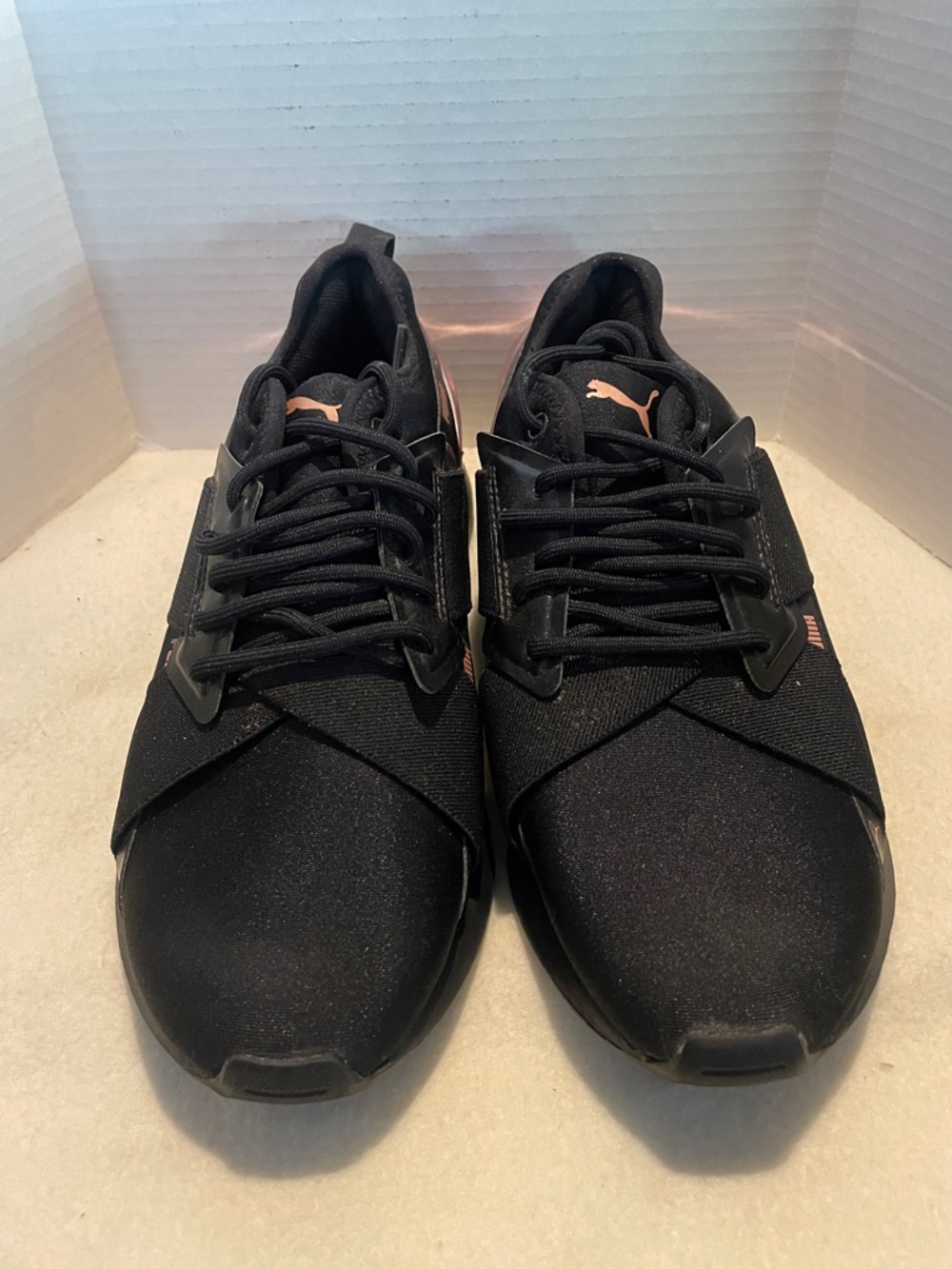 Puma Black Sneakers with Rose Gold Accents